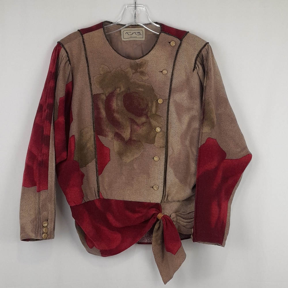 Vintage Japanese Angola Rose Bat Wing Button Up Jacket Rare